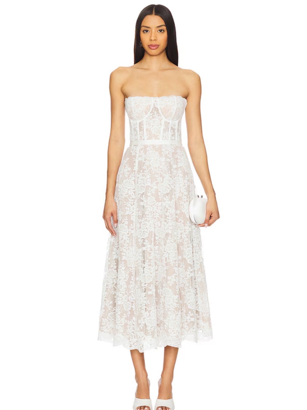 V. Chapman Strapless Lace Katherine Midi Dress